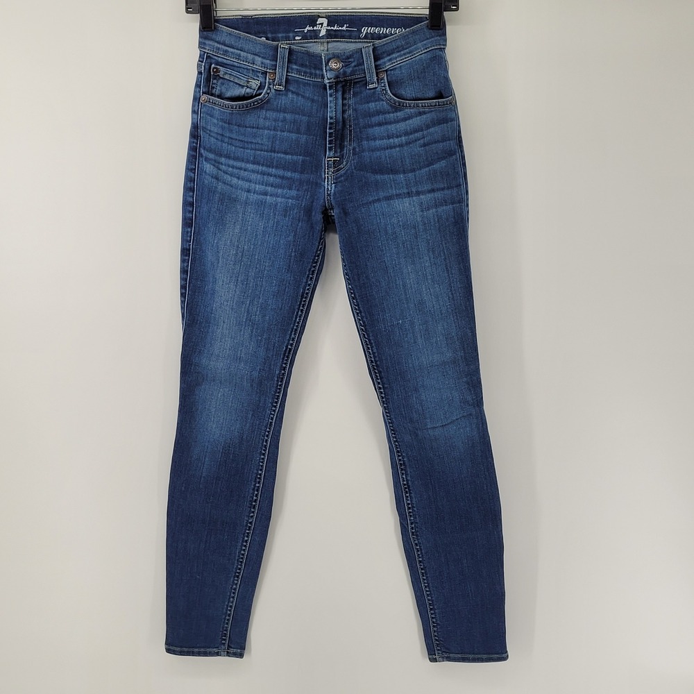 7 For All Mankind Gwenevere Skinny Jeans Womens 25 Blue Denim Low Rise Stretch